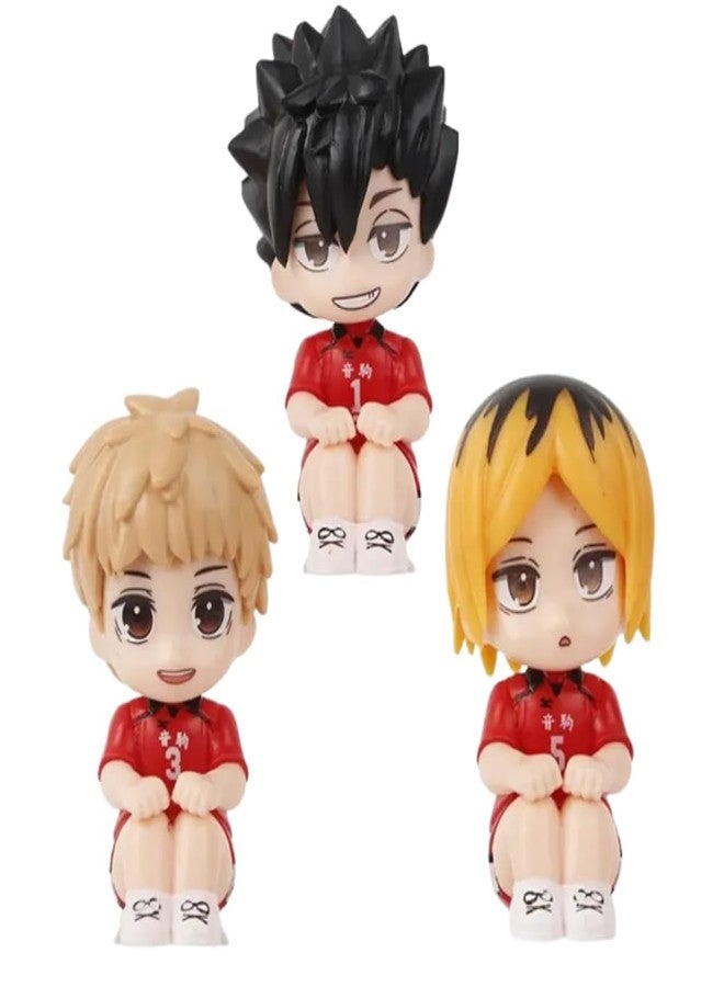 FUNFOB Haikyuu Action Figure Set of 3 Height -7cm Collectible PVC Multicolour | Haikyuu Set of 3 Red Team - Image 1